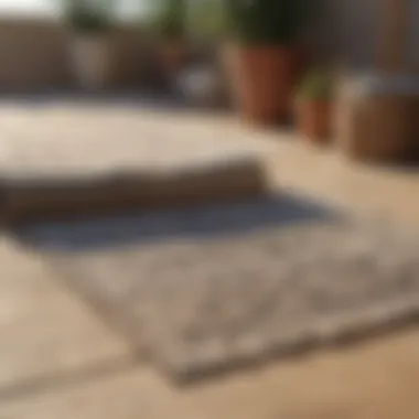 A clean, fluffy rug laid out to dry outdoors in sunlight