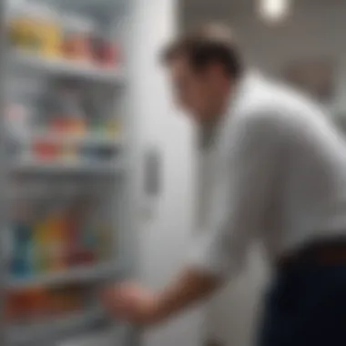 Professional technician inspecting a refrigerator