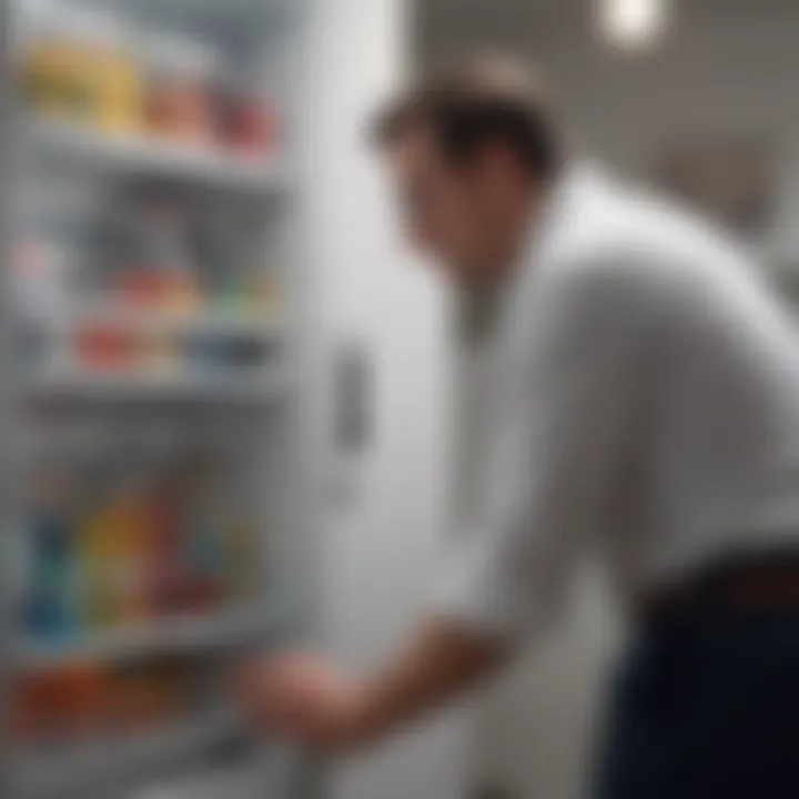 Professional technician inspecting a refrigerator