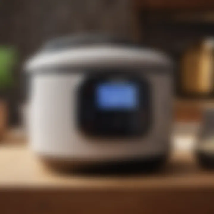 A sleek and modern rice cooker showcasing its digital control panel