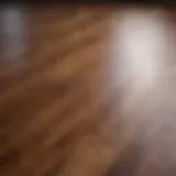 Close-up view of a hardwood floor finish reflecting light.