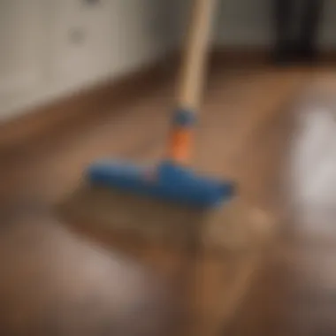 Effective Mopping Techniques Illustration showing proper mopping technique on hardwood.