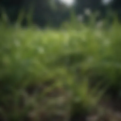 Close-up of lush, green grass blades