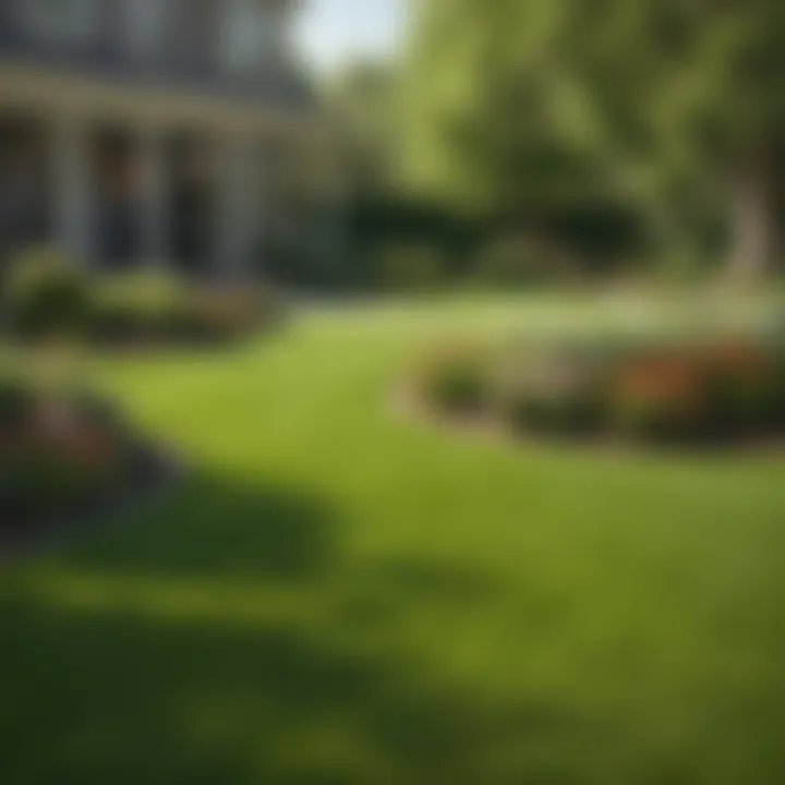 Landscape view of a well-maintained lawn in spring