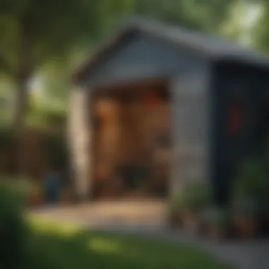 Stylish garden shed with organized tools and equipment