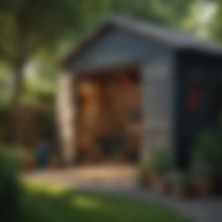 Stylish garden shed with organized tools and equipment