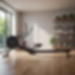 Sleek design of a premium rowing machine in a modern home gym setting