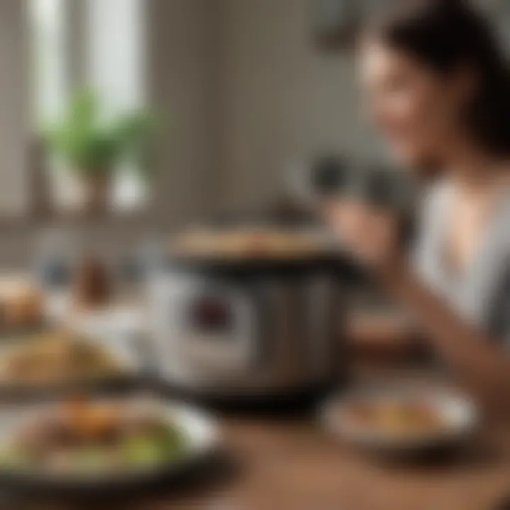 User enjoying a meal prepared with Instant Pot