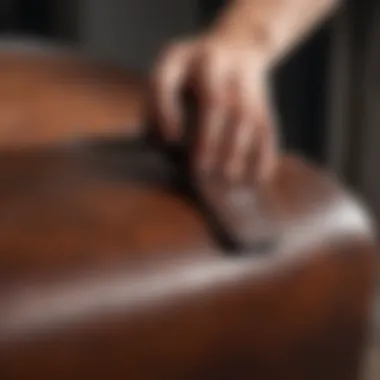 Close-up of leather conditioner being applied