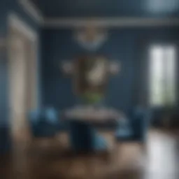 Elegant dining room showcasing a soft blue wall color
