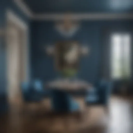 Elegant dining room showcasing a soft blue wall color