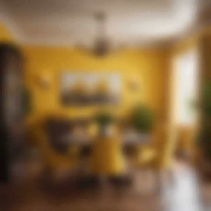 Vibrant yellow dining room reflecting warmth and cheer