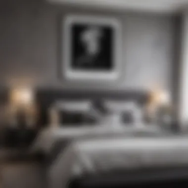 Elegant Black and White Bedroom Artwork Elegant black and white artwork enhancing a serene bedroom