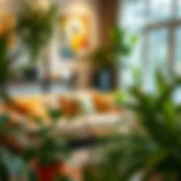 A lush indoor plant arrangement that enhances a cozy living room atmosphere