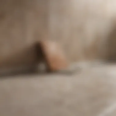 Close-up of tile surface preparation for painting