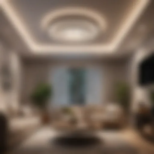 Modern ceiling light design in a small living room