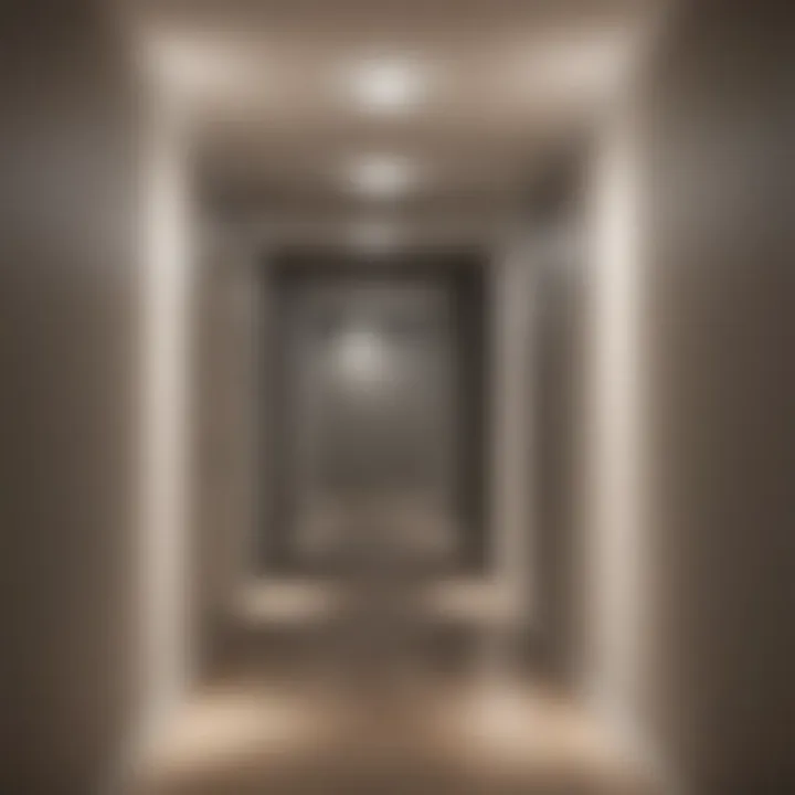 Recessed lighting installed in a narrow hallway