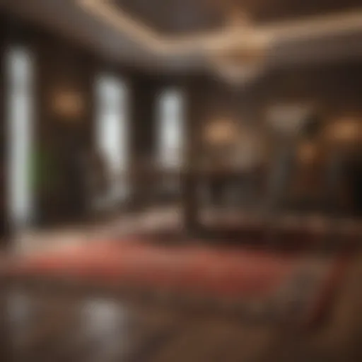 Luxurious carpet under a dining table