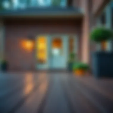 Close-up of brick undertones and deck material