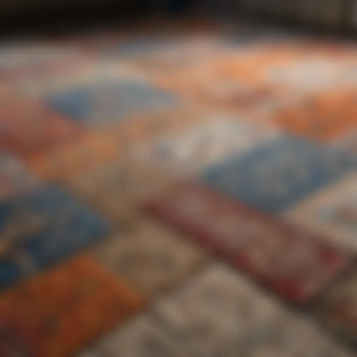 Different types of rug materials laid out