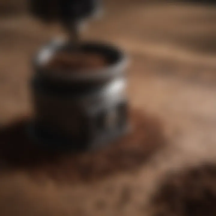 A close-up of coffee grounds illustrating different grind sizes.