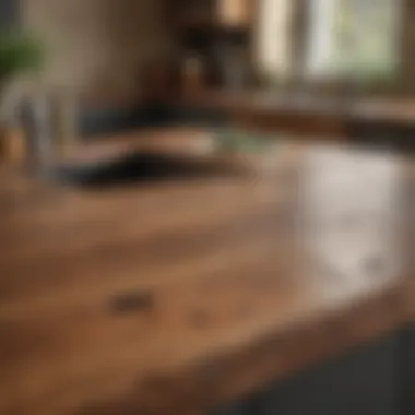 Rustic wooden countertop highlighting craftsmanship