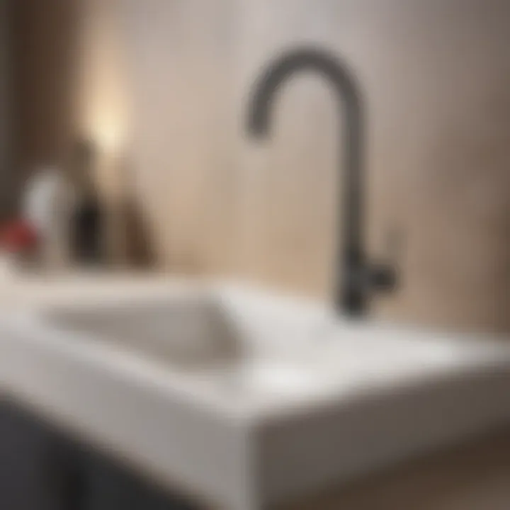Demonstration of a cleaning technique on a ceramic sink