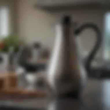 Shiny and polished stainless steel coffee carafe