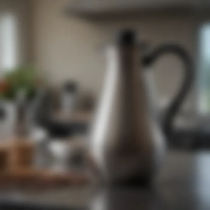 Shiny and polished stainless steel coffee carafe