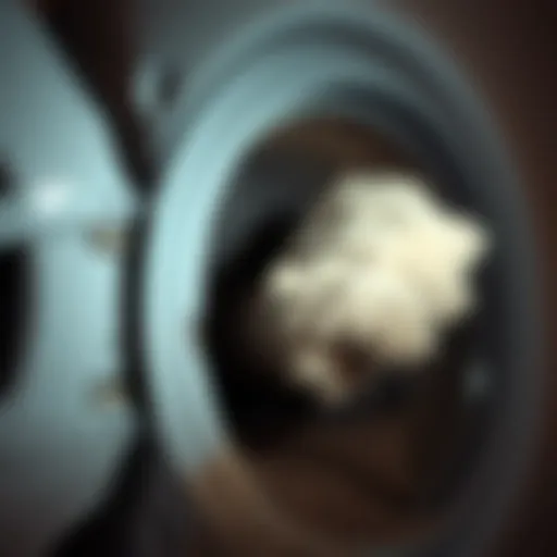 Close-up view of a dryer vent showing lint buildup