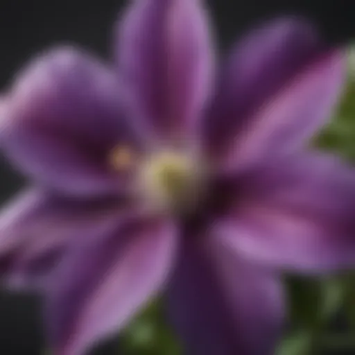 A vibrant clematis flower in full bloom showcasing its intricate petals