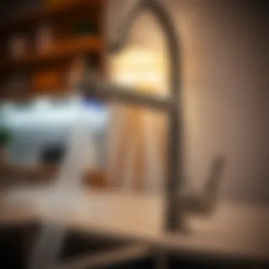 Close-up view of Clofy faucet technology features
