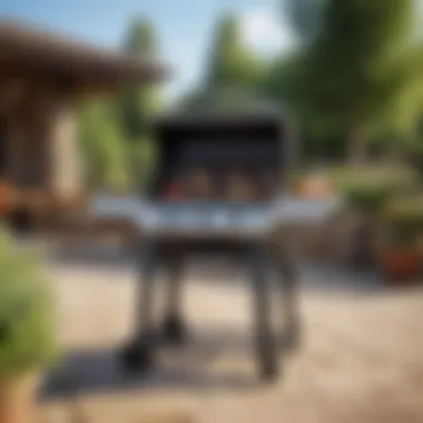 Gas Grill in Outdoor Environment Elegant outdoor setting with a gas grill ready for use