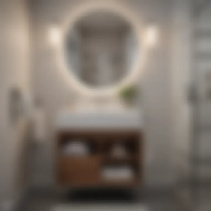 Compact bathroom vanity ideal for small spaces, emphasizing efficiency and style