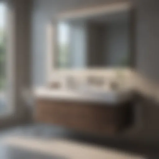 Elegant modern bathroom vanity with sink and faucet showcasing minimalist design