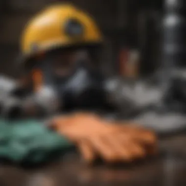 Safety gear including gloves and goggles laid out for vent cleaning