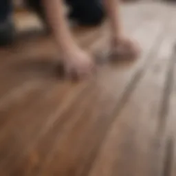 Close-up of a clean and prepped wooden deck ready for staining