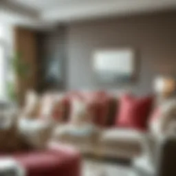 Elegant Euro size throw pillows in a modern living room setting