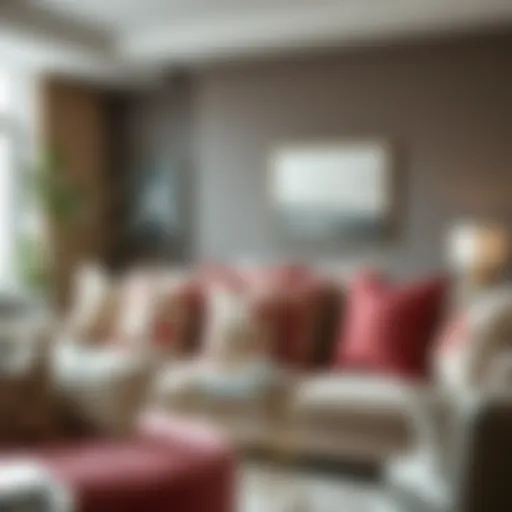 Elegant Euro size throw pillows in a modern living room setting