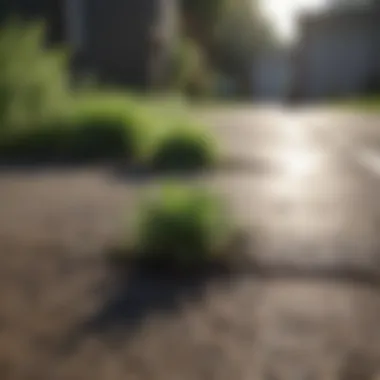 Before and after comparison of driveway weed removal