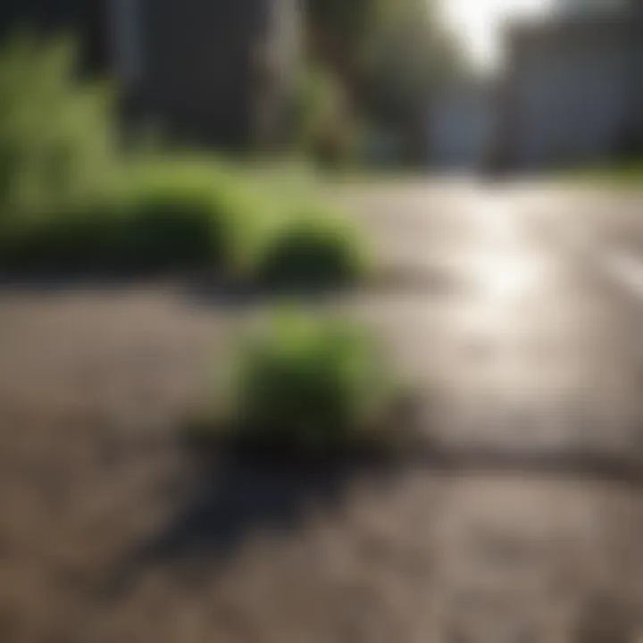 Before and after comparison of driveway weed removal