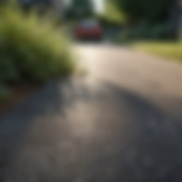 A natural herbicide application on driveway
