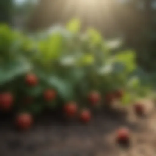 Healthy strawberry plants thriving in a garden.