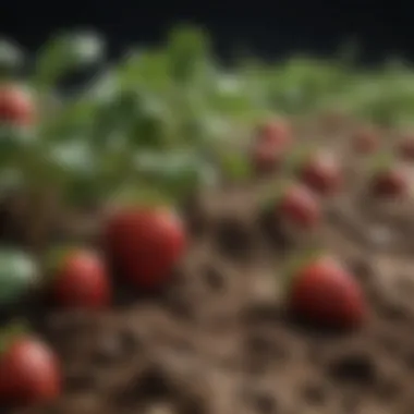 Nutrient-rich soil ideal for strawberry cultivation.