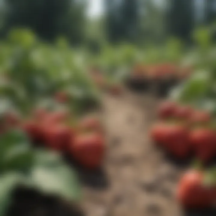 Effective pest management in a strawberry garden.