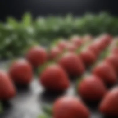 Close-up of ripe strawberries ready for harvest.