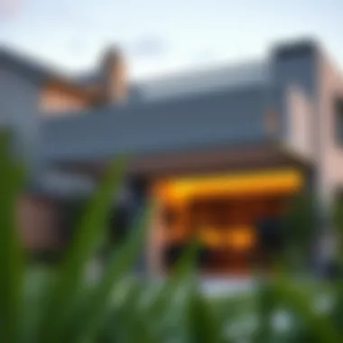 Modern retractable awning over patio area