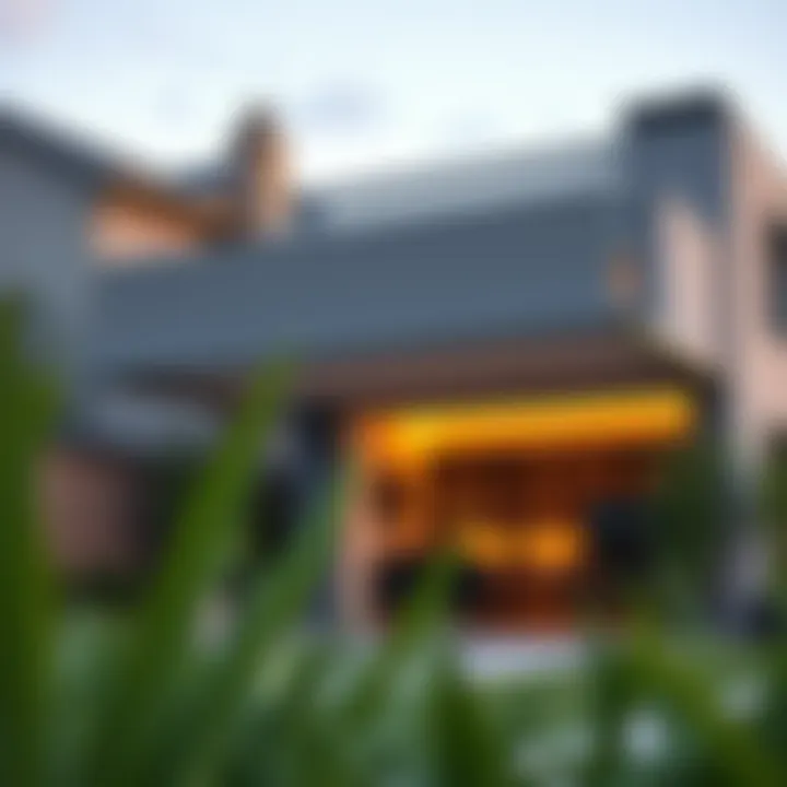 Modern retractable awning over patio area