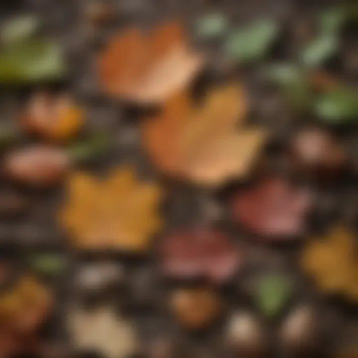 Various leaves in different stages of decomposition for composting