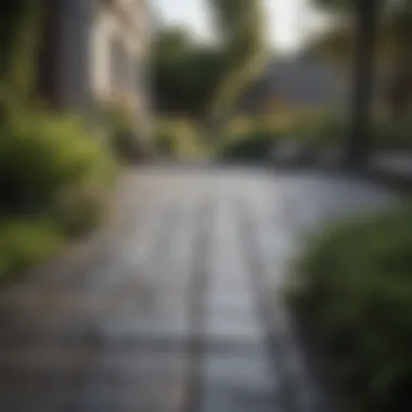 A well-maintained outdoor space highlighting the contrast between paving and surrounding plants.